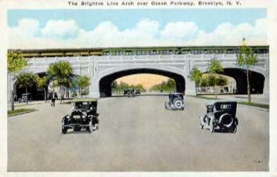 brighton beach line arch over ocean parkway, brooklyn